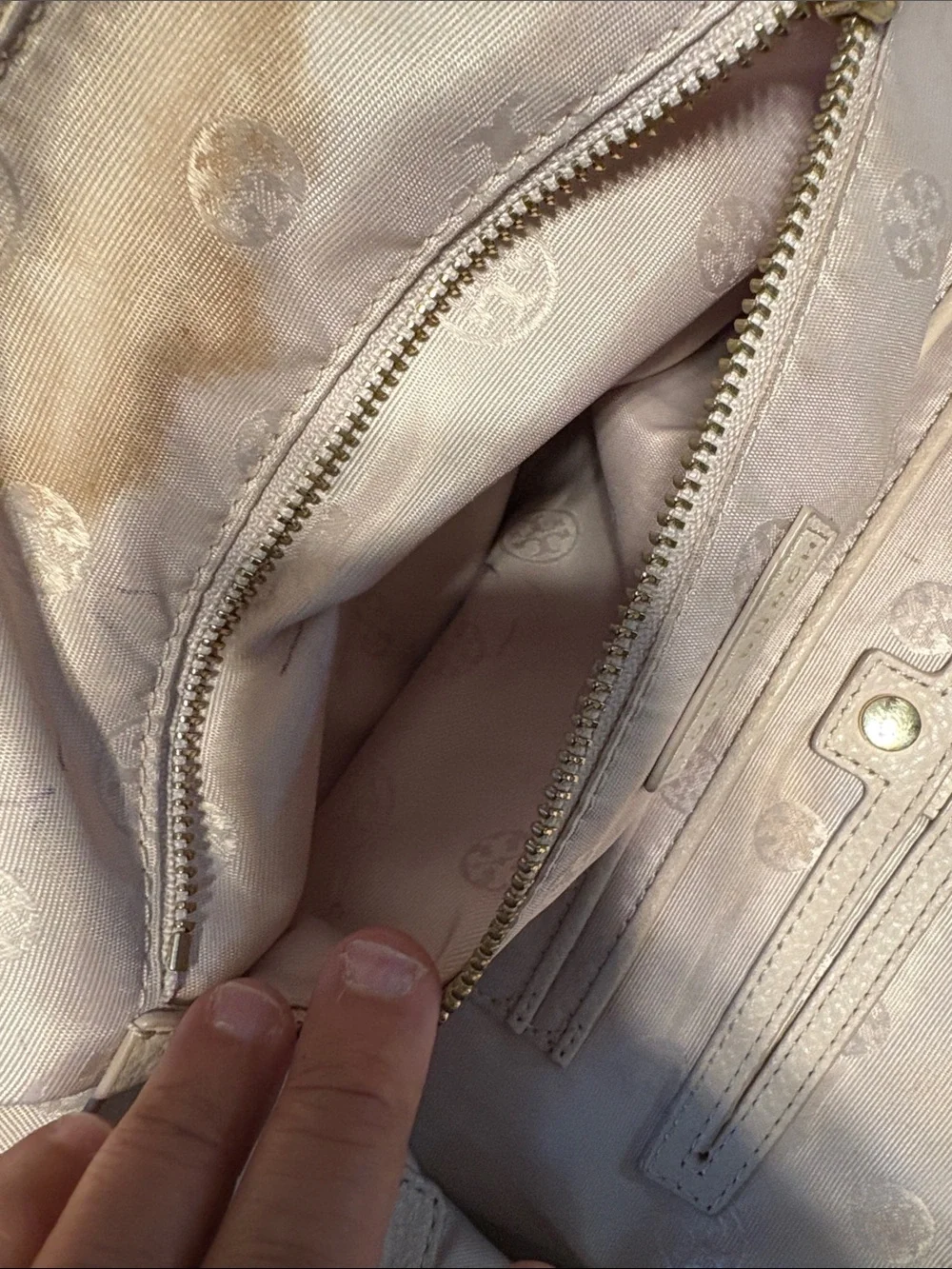 Tory Burch Blush Taupe Leather Satchel with Gold Hardware